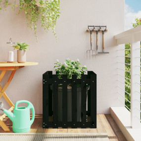Garden Planter Black Solid Pine Wood Medium Sturdy Plan...
