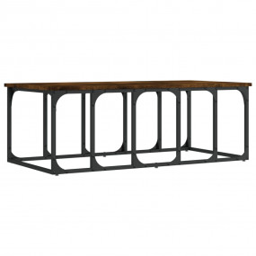 Coffee Table Smoked Oak Engineered Wood, Metal Medium D...