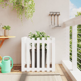Garden Planter White Solid Pine Wood Medium Garden Plan...