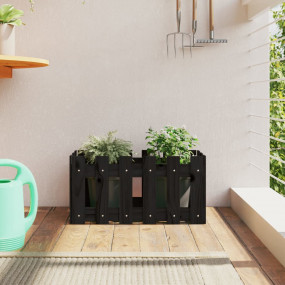 Garden Planter Black Solid pine wood 23.6 x 11.8 x 11.8...