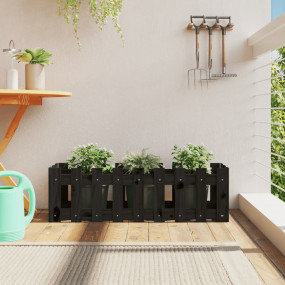 Garden Raised Bed Black Solid Pine Wood 39.4 x 11.8 in