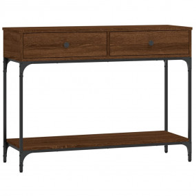 Console Table Brown Oak Engineered Wood, Metal