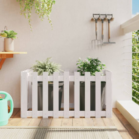 Garden Raised Bed White Solid Pine Wood 39.4 x 19.7 x 1...