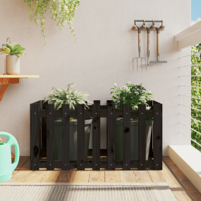 Garden Raised Bed Black Solid pine wood 39.4 x 19.7 x 1...