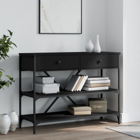 Console Table Black Engineered Wood, Steel 39.4 x 13.6 ...