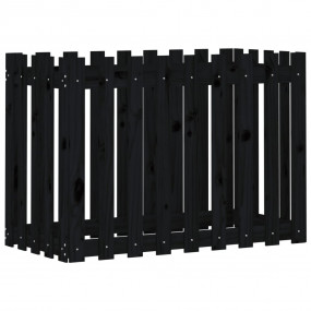 Garden Raised Bed Black Solid Pine Wood 39.4 x 19.7 x 2...