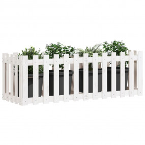 Garden Raised Bed White Solid pine wood 59.1 in Width D...
