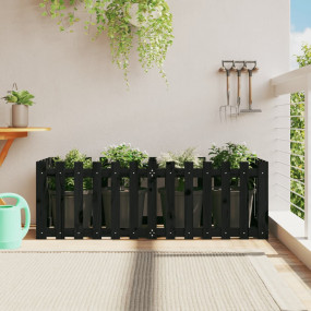 Garden Raised Bed Black Solid pine wood 59.1 x 19.7 x 1...