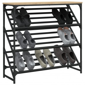 Shoe Rack Sonoma oak Engineered wood, powder-coated ste...
