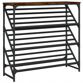Shoe Rack Smoked Oak Engineered Wood Medium Shoe Rack