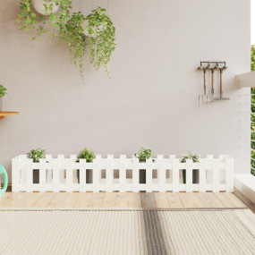 Garden Raised Bed White Solid Pine Wood Extra Long Dura...