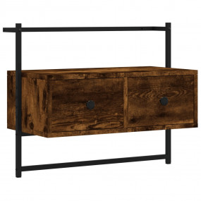 TV Cabinet Smoked Oak Engineered Wood, Metal Wall Mount...