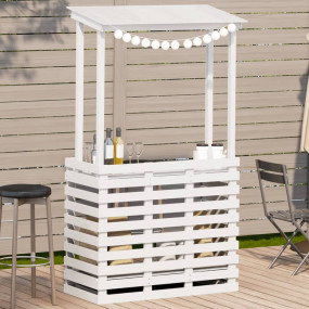 Outdoor Bar Table White Solid pine wood Medium Storage