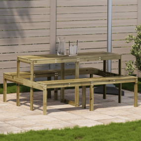 Picnic Table Natural wood Treated pine wood Large Durab...