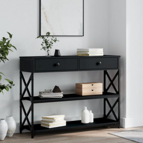 Console Table Black Engineered wood 39.4 in x 11.0 in x...