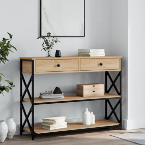 Console Table Sonoma Oak Engineered Wood Narrow Adjusta...