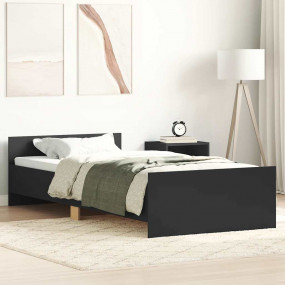 Bed Frame Black Engineered wood, solid pine, plywood Tw...