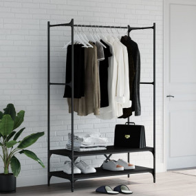 Clothes Rack Black Engineered wood, metal 39.4x17.7x64....