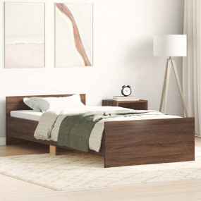 Bed Frame Brown Oak Engineered wood Small Single Durabl...