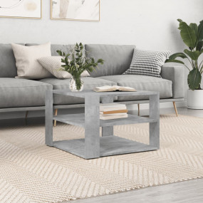 Coffee Table Concrete Gray Engineered Wood Small Square...