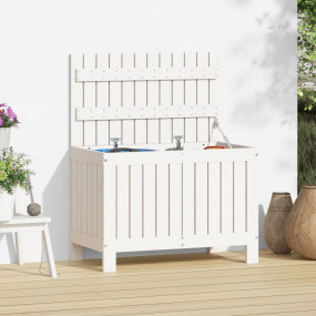 Garden Storage Box White Solid Pine Wood Medium