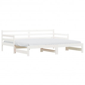 Daybed With Trundles White Solid pinewood