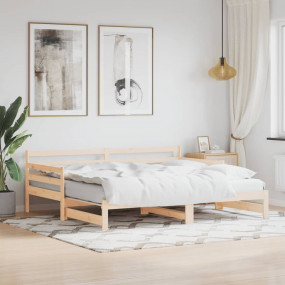 Daybed With Trundle Natural wood Solid pine wood 31.5 x...