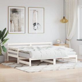 Daybed With Trundle White Solid Pine Wood Twin
