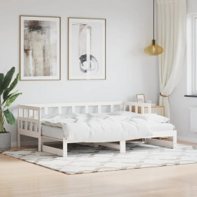 Daybed With Trundles White Solid pine wood 31.5 x 79 in