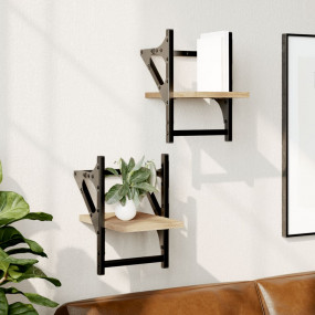 Wall Shelf Set of 2 Sonoma Oak Engineered wood, Metal