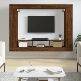 TV Cabinet Brown Oak Engineered Wood TV Cabinet Rectang...