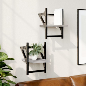 Wall Shelf Set of 2 Grey Sonoma Engineered wood, metal