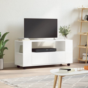TV Cabinet White Engineered Wood Medium Adjustable Armr...