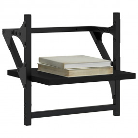 Wall Shelf Set of 2 Black Engineered wood, metal 11.8x9...