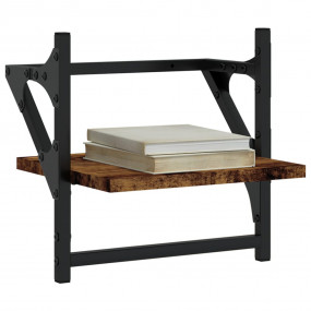 Wall Shelf Set of 2 Smoked Oak Engineered wood, metal