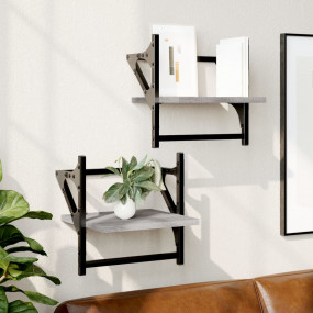 Wall Shelf Set of 2 Grey Sonoma Engineered wood, Metal ...