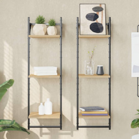 Wall Shelf Set of 2 Sonoma oak Engineered wood, Metal M...
