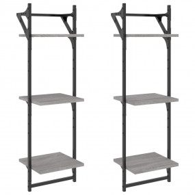 Wall Shelf Set of 2 Gray Sonoma Engineered wood, Metal ...