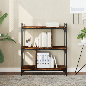 Bookcase Smoked Oak Engineered Wood, Metal Medium Adjus...