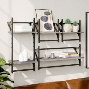 Wall Shelf Set Set of 4 Grey Sonoma Engineered wood, me...