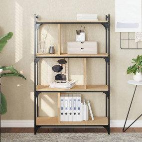 Bookcase Sonoma oak Engineered wood, metal 4-tier, Narr...