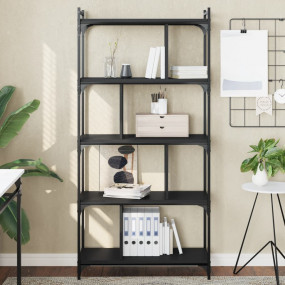 Bookcase Black Engineered wood Tall Bookcase Adjustable...