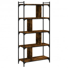 Bookcase Smoked Oak Engineered Wood 5-Tier Adjustable F...