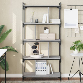Bookcase Grey Sonoma Engineered wood, Metal 5-Tier