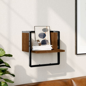 Wall Shelf Brown oak Engineered wood, metal Compact Wal...