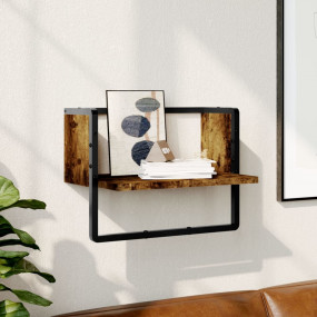 Wall Shelf Smoked Oak Engineered Wood, Metal 15.7 x 9.8...