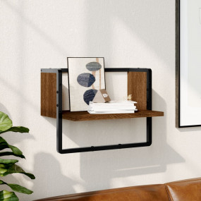 Wall Shelf Brown Oak Engineered wood, metal Compact Wal...