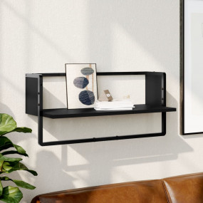 Wall Shelf Black Engineered wood, metal Medium Wall mou...