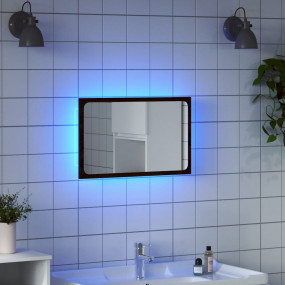 Bathroom Mirror Brown Oak Engineered Wood, Glass Bathro...