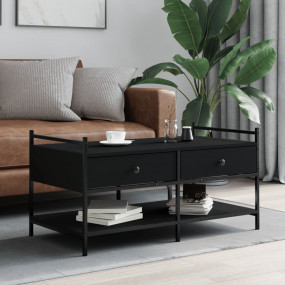 Coffee Table Black Engineered wood, metal Medium Adjust...
